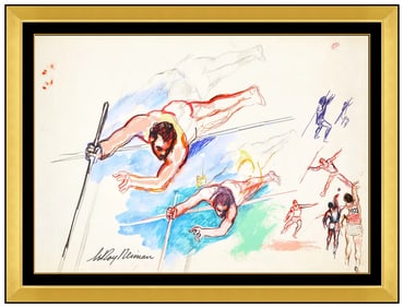 Leroy Neiman Original Painting Signed 1986 Goodwill Games Moscow Sport Authentic