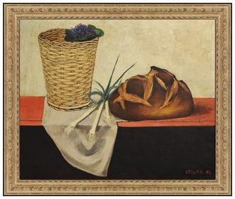 Andre Segovia Original Painting On Canvas Food Still Life Signed Framed Artwork