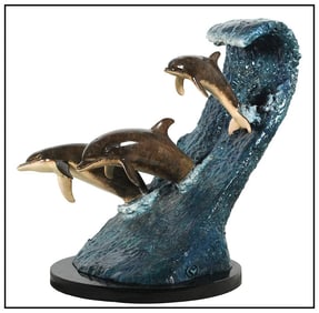 Robert Wyland Original Higher Faster Stronger Bronze Sculpture Signed Dolphin