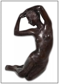 Jacques Coquillay Original Bronze Sculpture Female Figurative Signed Full Round