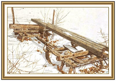 Robert Sarsony Large Original Painting On Board Signed Winter Landscape Framed