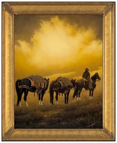 George Dee Smith Original Oil Painting On Board Western Horse Cowboy Signed Art