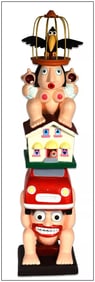 Michael Bedard Original Stacked Family Acrylic Painted Wood Sculpture Signed Art