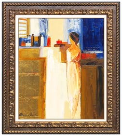 Adriana Naveh Acrylic Painting On Board Signed Female Figurative Still Life Art