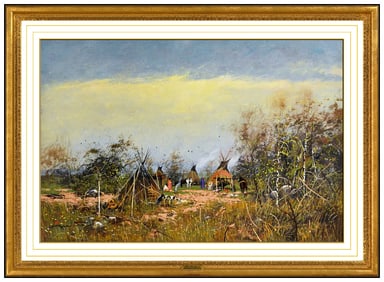 Gregory Sumida Gouache Painting On Board Signed Landscape Native American Art