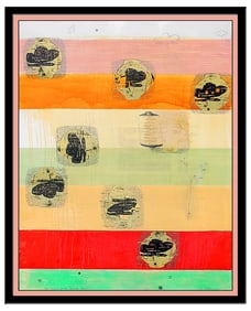 Christopher Brown Original Monoprint With Acrylic Painting Signed Large Modern