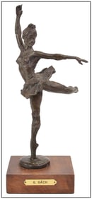George Gach Original Full Round Ballerina Dance Bronze Sculpture Signed Artwork