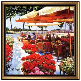 Howard Behrens Giclee On Canvas Original Signed Cafe Amalfi Hand Painting Art