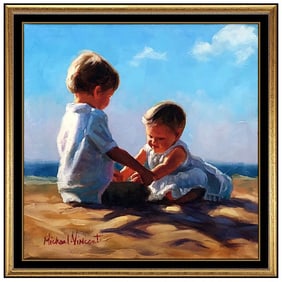Michael Vincent Original Painting Oil On Canvas Signed Children Family Portrait