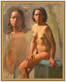 Jacob Collins Large Original Oil On Canvas Painting Signed Female Framed Artwork