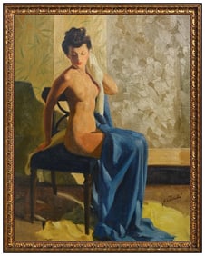 Al Buell Original Oil Painting On Canvas Board Signed Pin Up Portrait Framed Art