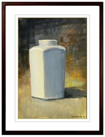 Robert Valdes Rare Original Gouache Painting Vase Still Life Signed Framed Art
