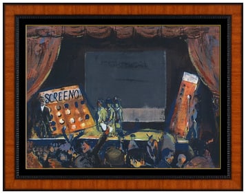 Beatrice Mandelman Original Gouache Acrylic Painting Figure Signed Framed Art