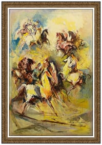 William Meyerowitz Original Large Oil Painting On Canvas Horse Framed Signed Art