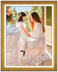 Enric Torres Prat Original Painting On Board Signed Female Figurative Signed Art