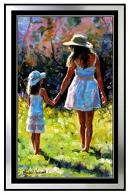 Michael Vincent Afternoon Promenade Hand Embellished Giclee On Canvas Signed Art