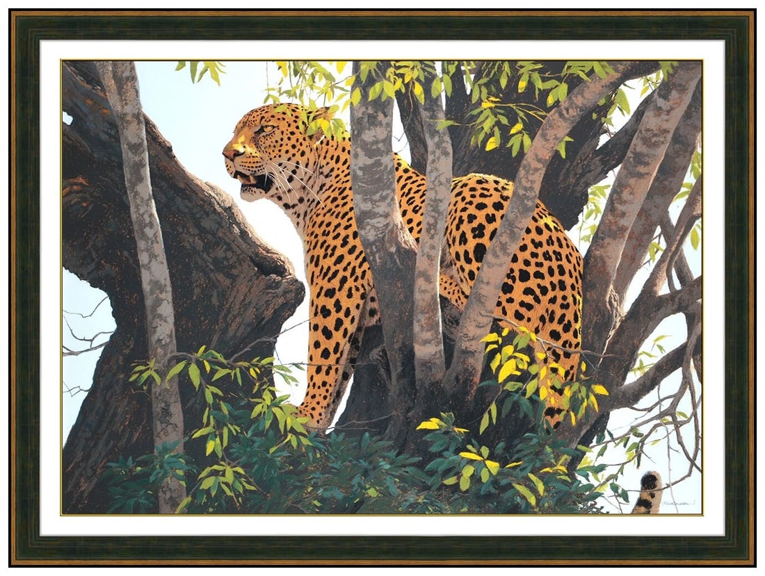 Kim Donaldson Large Original Leopard Pastel Painting Signed Framed Wildlife Art