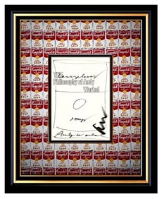 Andy Warhol Campbellās Tomato Soup Original Signed Ink Drawing Pop Art Framed