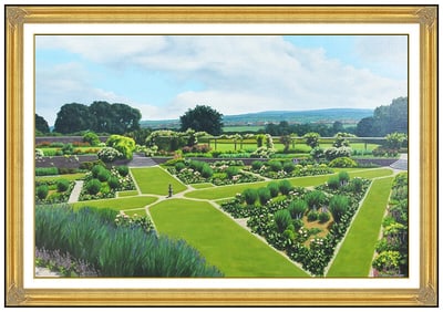 Katherine Bleser Original Flower Garden Oil Painting Signed Framed Canvas