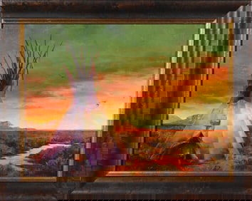 Curt Idol Original Native American Oil Painting Signed Framed Board Artwork