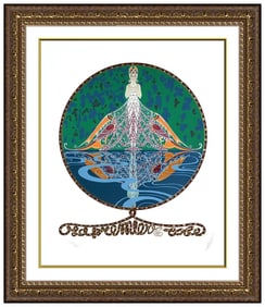 Erte The First Dress Original Hand-Signed Embossed Color Serigraph Art Deco Framed