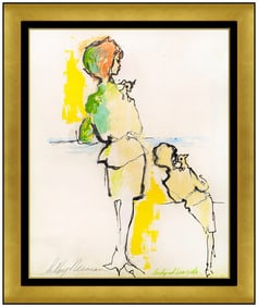 Leroy Neiman Original Female Portrait Acrylic Painting Signed Authentic Framed Art