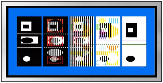 Yaacov Agam The Five Phases Original Large Signed Color Silkscreen Modern Op Art Framed