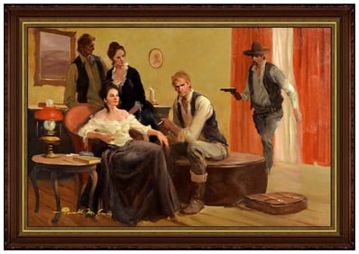 Gerald Mccann Original Western Portrait Oil Painting Signed Framed Board