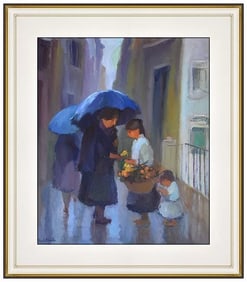 Maria Fernanda Amado Original Figures Oil Painting Signed Framed Board