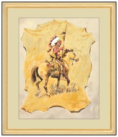 Robert W Meyers Original Native American Portrait Oil Painting Signed Framed Board