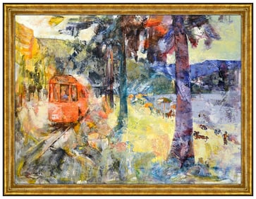 Aracely Morales Original Coastal Landscape Oil Painting Signed Framed Board
