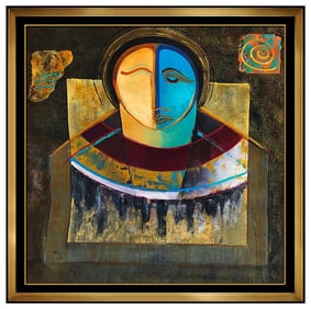 Gaylord Soli Large Original Male Portrait Acrylic Painting Signed Framed Canvas