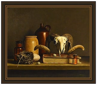 Stefaan Eyckmans Original Western Still Life Oil Painting Signed Framed Board