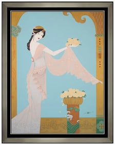 Lillian Shao Original Large Portrait Acrylic Painting Signed Framed Canvas