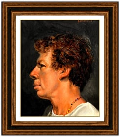 Douglas Hofmann Original Male Portrait Oil Painting Signed Framed Board