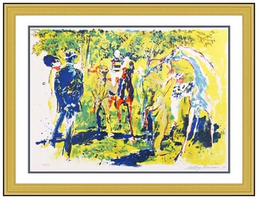 Leroy Neiman Paddock II Original Hand-Signed Large Color Serigraph Horse Racing Framed