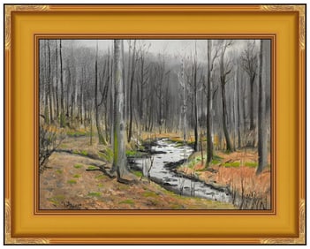 Frank Loven Original Forest Landscape Oil Painting Signed Framed Board