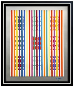 Yaacov Agam Large Original Contemporary Modern Op Art Color Silkscreen Signed Framed