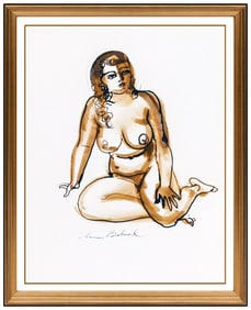 Aaron Bohrod Original Female Figurative Watercolor Painting Signed Framed Art