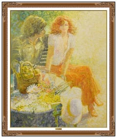 Louis Fabien Large Original Portrait Landscape Oil Painting Signed Framed Canvas