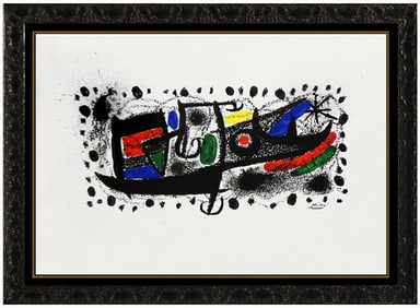 Joan Miro Und Katalonien Original Hand-Signed Color Lithograph Abstract Framed Art