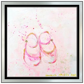Laurence Amelie Original Dance Ballet Shoes Acrylic Painting Signed Framed Canvas
