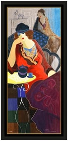 Itzchak Tarkay Tired At Tea Large Original Hand-Signed Embossed Serigraph Framed Art