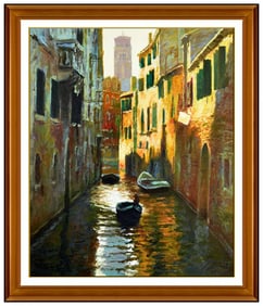 Xue Jian Xin Original Venice Cityscape Oil Painting Signed Framed Canvas