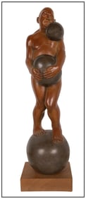 Michael Bergt On A Roll Large Original Signed Bronze Male Figurative Sculpture Art