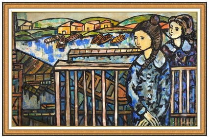 Jose Mijares Large Original Female Portrait Oil Painting Signed Authentic Framed Canvas