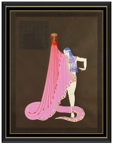 Erte The Slave Large Original Hand-Signed Embossed Serigraph Art Deco Costume Framed