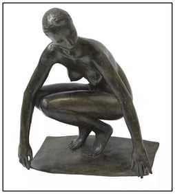 Jacques Coquillay Original Female Figure Full-Round Bronze Sculpture Signed Art