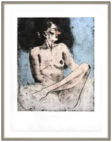 Jim Dine Cellist Against Blue Original Hand-Signed Etching Painting Framed Art