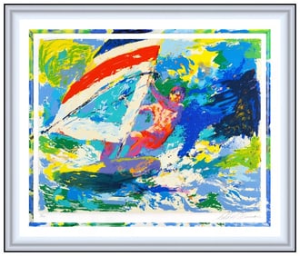 Leroy Neiman Original Windsurfing Hand-Signed Color Serigraph Modern Sports Framed Art
